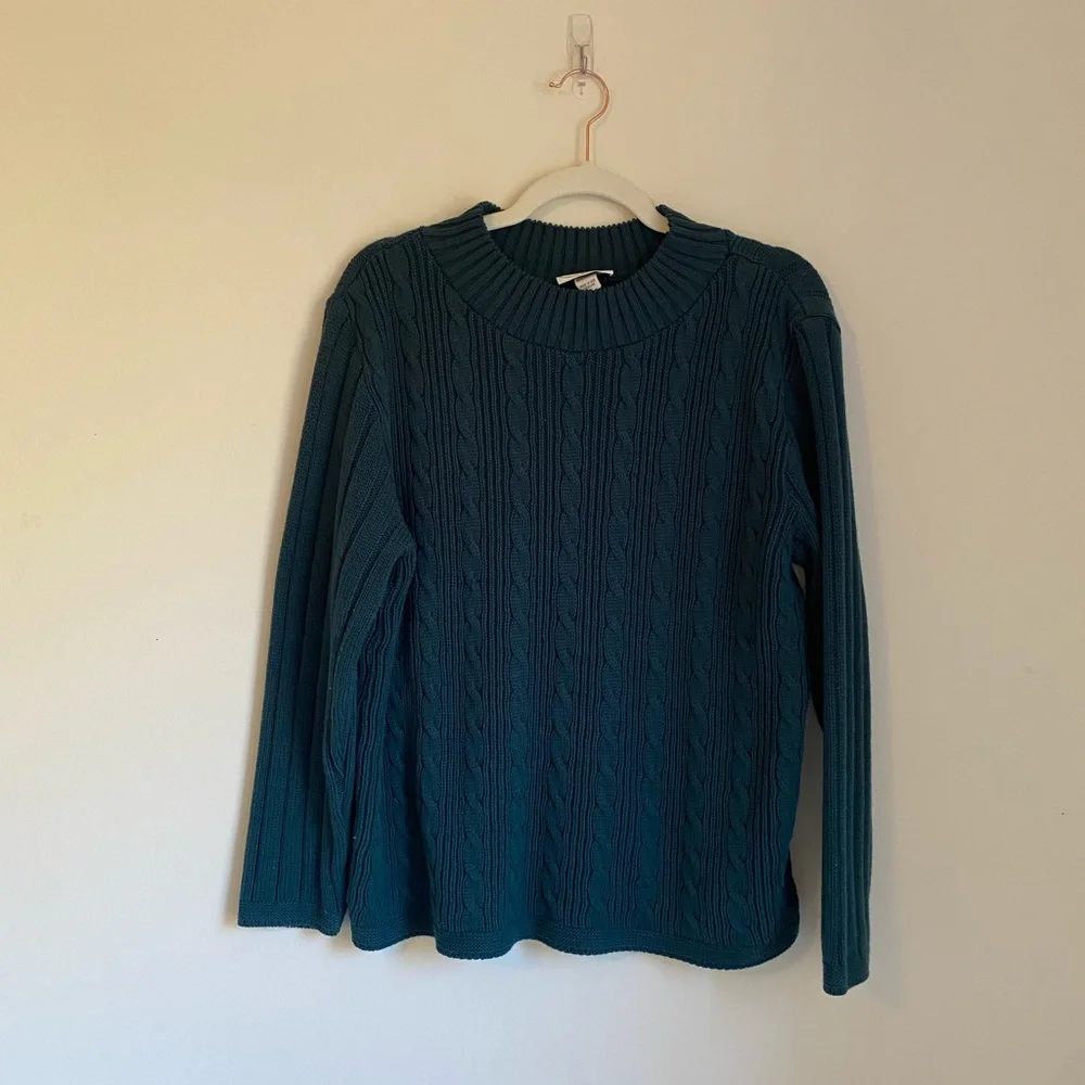 Vintage forest green mock neck sweater - Picture 2 of 8